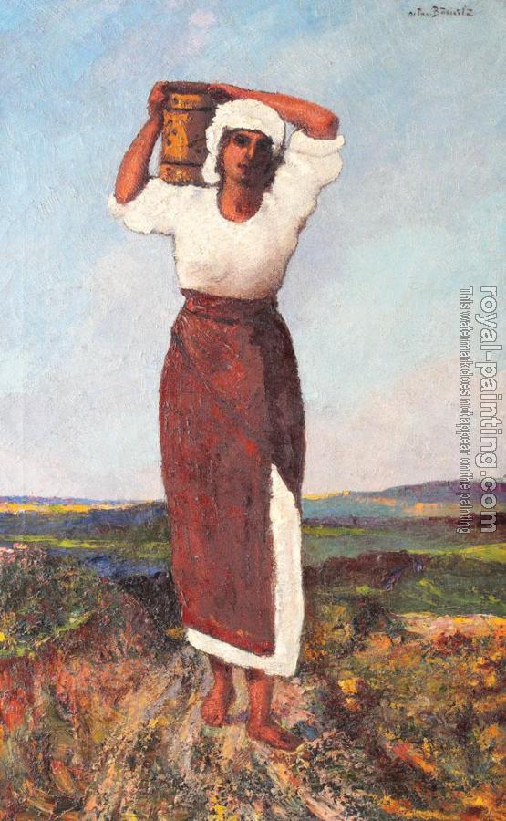Octav Bancila : Peasant woman with a jar